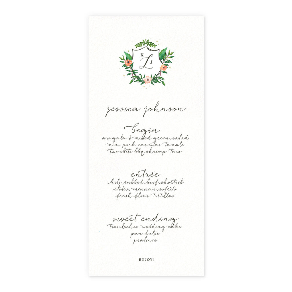 Menus with guest name